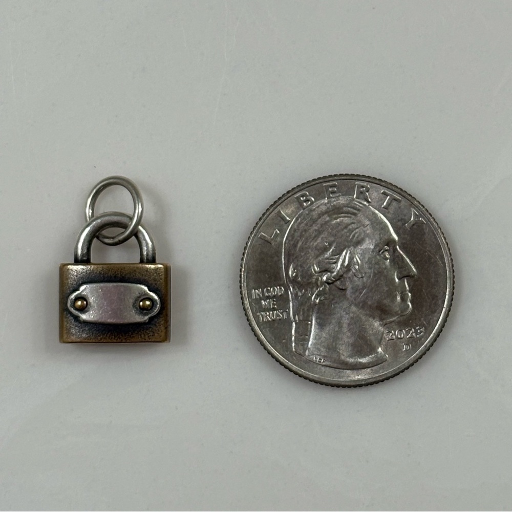 Retired Rare James Avery Pad Lock Charm Bronze and Sterling Silver - Picture 8 of 8